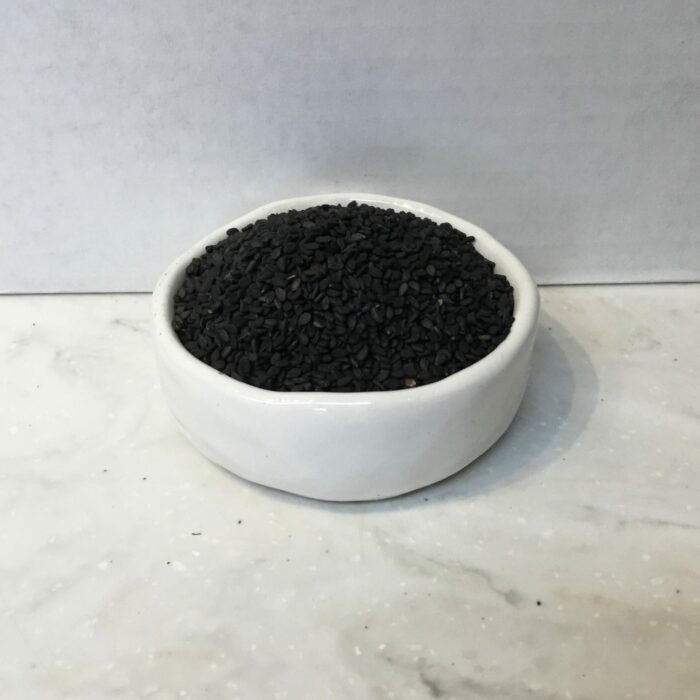 Black sesame seeds have a rich, nutty flavor with a slightly sweet undertone and are commonly used in various culinary applications.