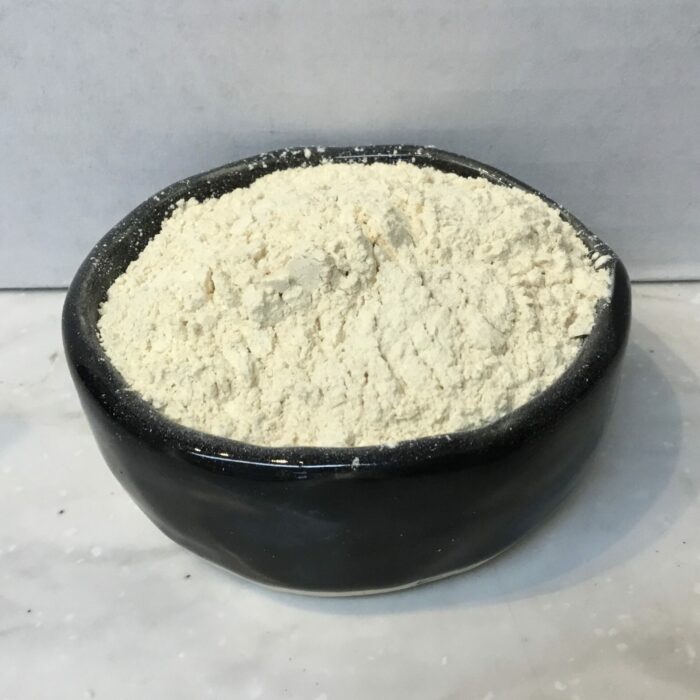 Garlic powder is made from ground dehydrated garlic cloves. It offers the distinctive flavor and aroma of fresh garlic in a convenient, shelf-stable form.