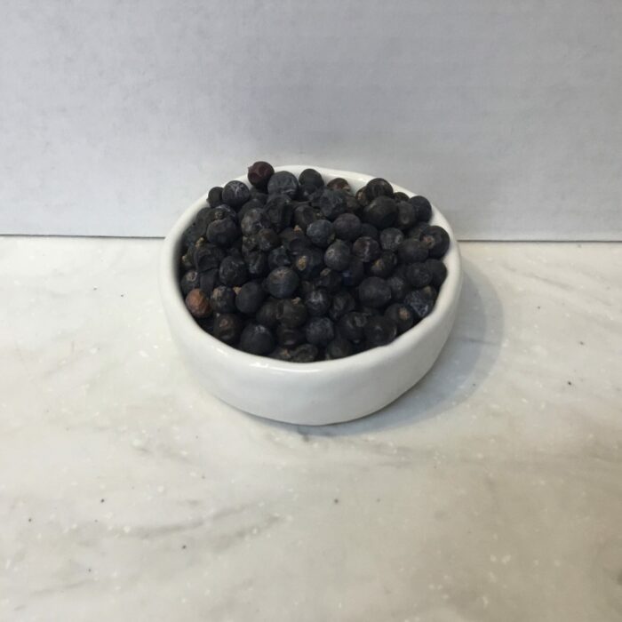Juniper berries are the small, aromatic, bluish-black cones of the juniper tree. They have a distinctive piney and citrusy flavor with a hint of bitterness
