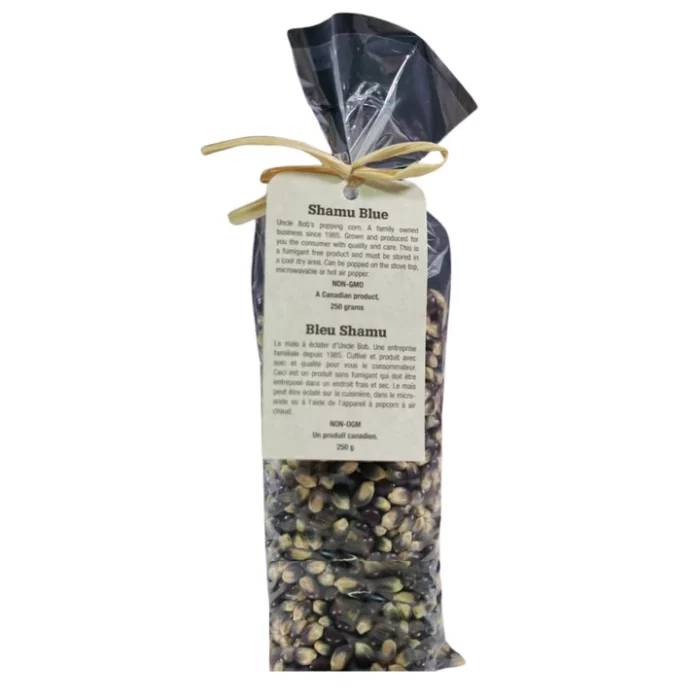 Uncle Bob's Blue Shamu Popcorn pops large and fluffy, with a rich blue hue and high antioxidants, making it a gourmet treat for popcorn lovers!