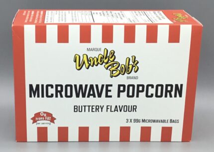 Uncle Bob's Microwavable Popcorn delivers a fresh, buttery taste with classic flavor— a quick, delicious snack ready in minutes!