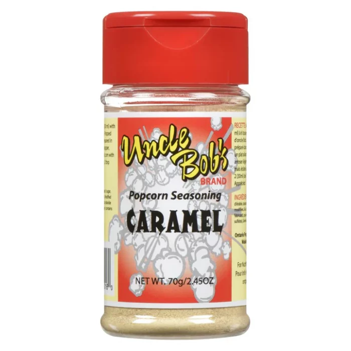 Uncle Bob's Caramel Seasoning adds a rich, buttery sweetness to popcorn, creating a deliciously smooth and irresistible treat in every bite!