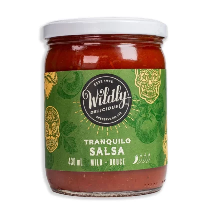 Wildly Delicious Tranquilo Mild Salsa is a vibrant, mild salsa packed with rich tomato, sweet pepper, and lively spices. Perfect for dipping and topping.