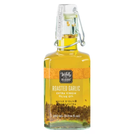 Wildly Delicious Roasted Garlic Infused Extra Virgin Olive Oil is perfect for roasts, mashed potatoes, grilling and hearty dishes.