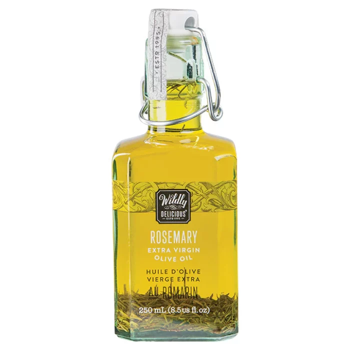Wildly Delicious Rosemary Infused Extra Virgin Olive Oil is infused with natural rosemary. Ideal for roasted potatoes, chicken, and fresh focaccia.