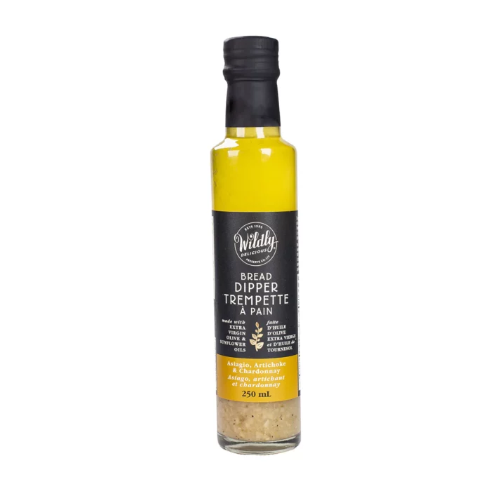 Wildly Delicious Asiago & Artichoke Chardonnay Bread Dipper, a gourmet blend is perfect as a bread dipper, vinaigrette, or marinade.