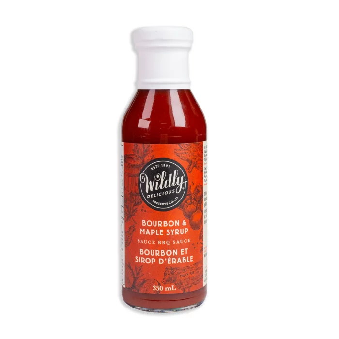 Wildly Delicious Bourbon & Maple Syrup BBQ Sauce with maple syrup and bourbon flavor is perfect for chicken, pork, salmon, veggie or turkey burgers.