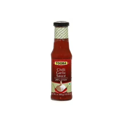 Tooba Chili Garlic Sauce is a bold, zesty blend of chili peppers and spices, perfect for adding heat and flavor to any dish — all with no added MSG.