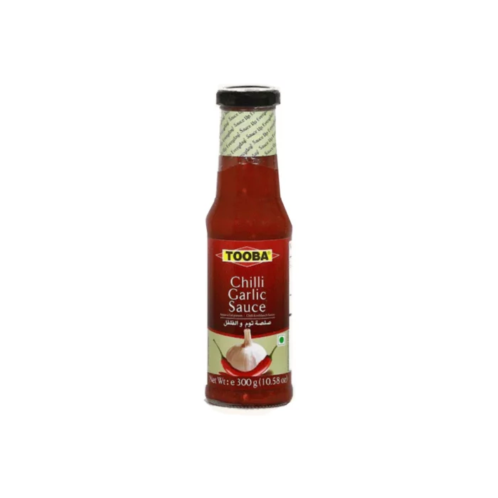 Tooba Chili Garlic Sauce is a bold, zesty blend of chili peppers and spices, perfect for adding heat and flavor to any dish — all with no added MSG.