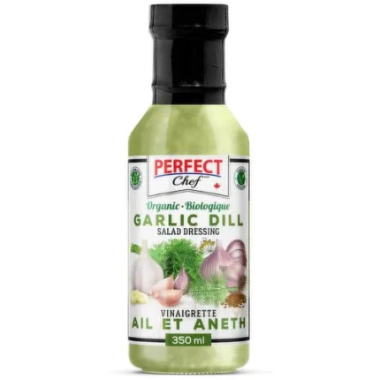 Perfect Chef Garlic Dill Salad Dressing is a flavourful favourite with a hint of dill that pairs beautifully with fish, salads, and more.