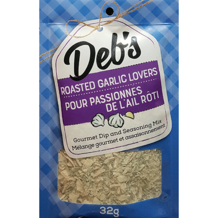 Deb's Roasted Garlic Lovers Dip Mix, made for the true garlic enthusiast, Roasted Garlic Lovers delivers bold, savoury flavour with every bite.