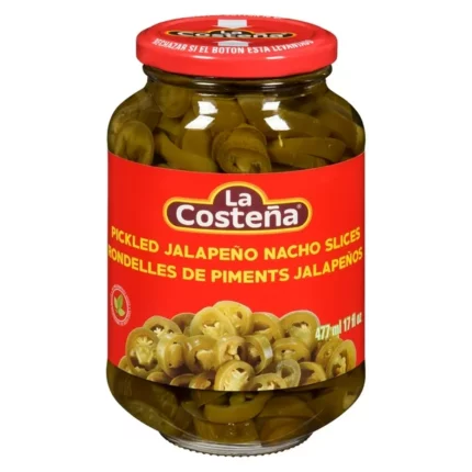 La Costeña Pickled Jalapeño Nacho Slices bring bold, tangy heat to your favourite dishes. Perfect for nachos, tacos, pizzas, and more!