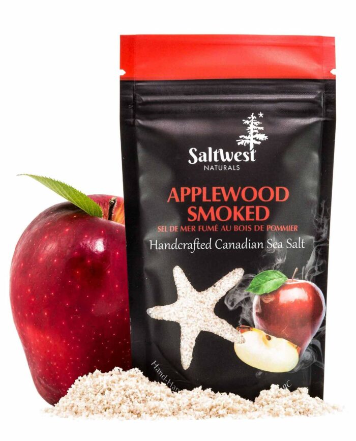 Handcrafted Canadian sea salt, cold-smoked with Applewood for a rich, mellow flavour. Elevates everything from grilled meats to sweet desserts.
