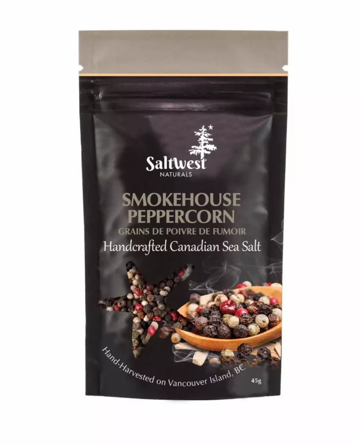 A bold medley of black, green, white, and pink peppercorns, cold-smoked with Southern pecan wood for deep, rich flavour.