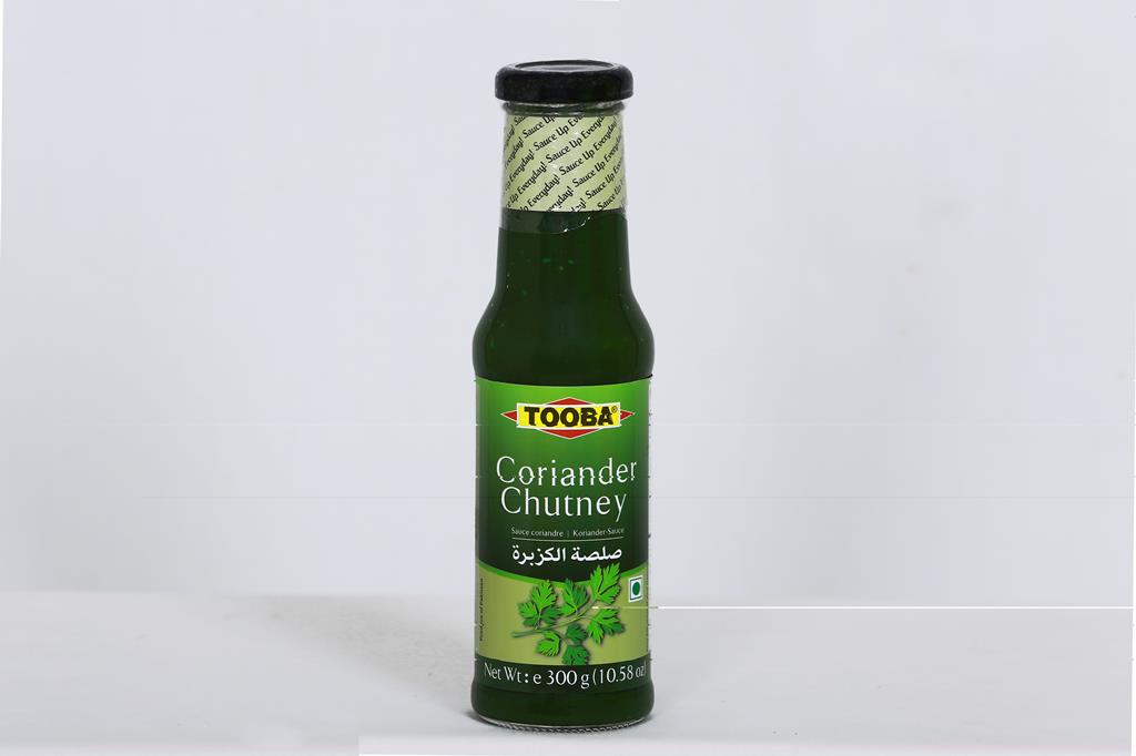 TOOBA-CORIANDER-CHUTNEY-300G Tooba Coriander Chutney delivers fresh herb flavour with a tangy finish for dips, spreads, marinades, and everyday cooking.