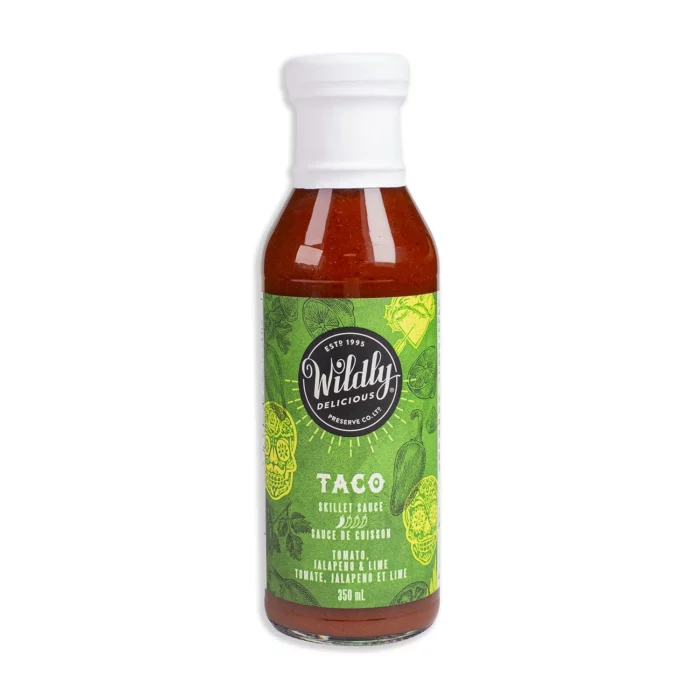 Wildly Delicious Taco Simmering Sauce, a bold and flavourful simmering sauce that makes taco night quick, easy, and delicious.