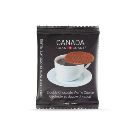 Canada Coast to Coast double chocolate waffle cookies are perfect for snacking, deserts, gifting, and more. Individually packaged for your convenience!