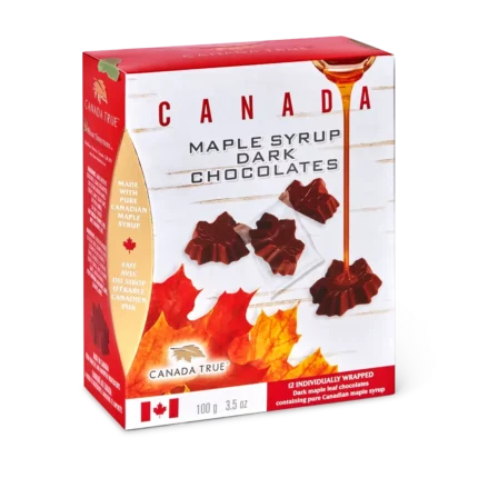 Canada True Maple Dark Chocolates are a delicious blend of dark chocolate and sweet maple syrup. Perfect for a sweet treat on the go.