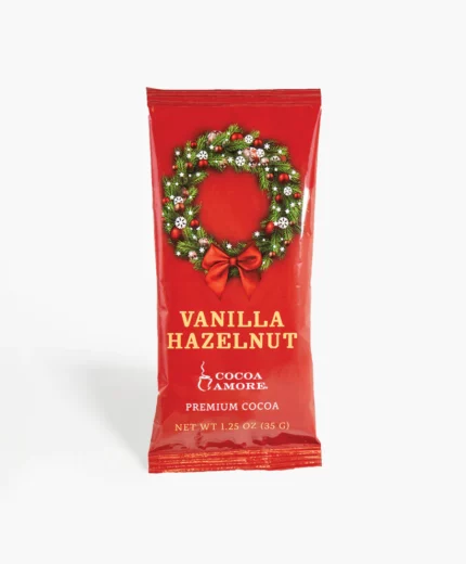 Creamy rich vanilla cocoa blended with flavors of toasted hazelnuts. Vanilla Hazelnut cocoa mix is easy to prepare and convenient - just add water!