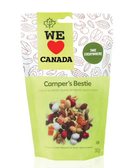 We Love Canada Campers Bestie Trail Mix, trail mix, Canadian trail mix, camping snacks, hiking snacks, nut and fruit mix, sweet and salty snacks, snack mix