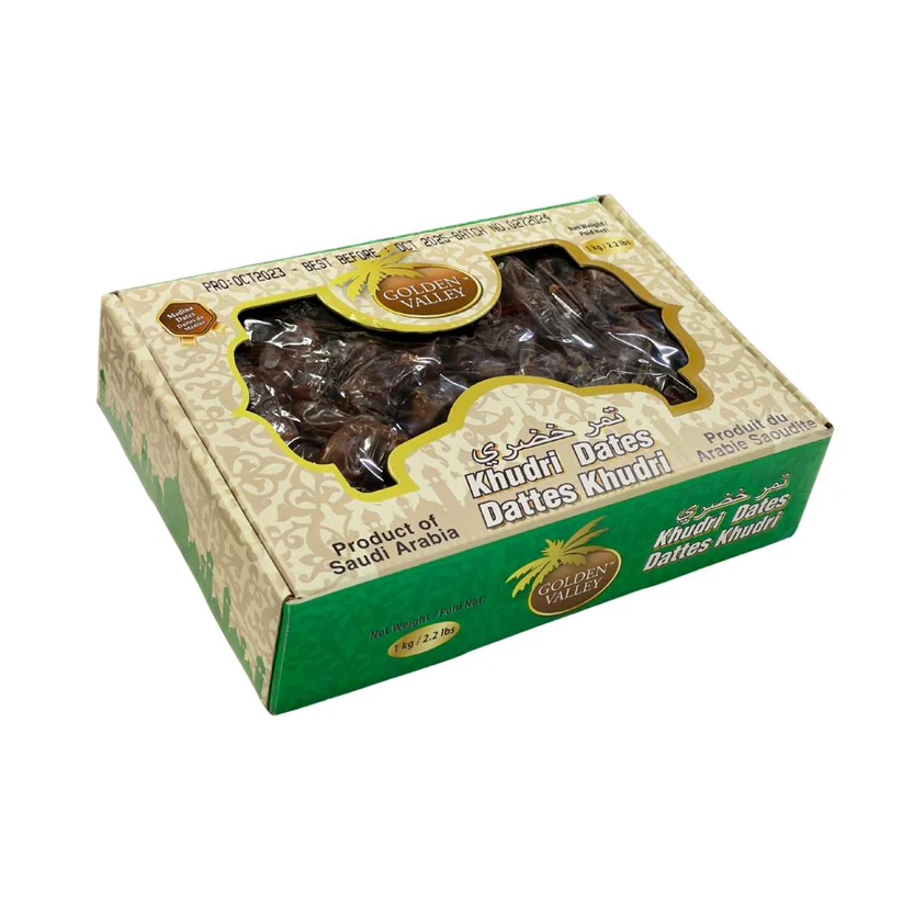 dates Golden Valley Khudri Dates are naturally sweet and chewy, perfect for snacking, baking, salads, breakfast dishes, and savoury recipes.