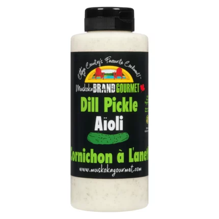 Muskoka Dill Pickle Aioli is a creamy, tangy Canadian-made sauce perfect for burgers, fries, chicken, seafood, wraps, and everyday dipping.