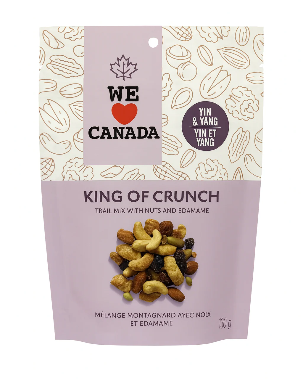 king of crunch King of Crunch Trail Mix combines roasted nuts, edamame, sesame sticks, dried berries, and creamy yogurt chips for a bold, crunchy snack.