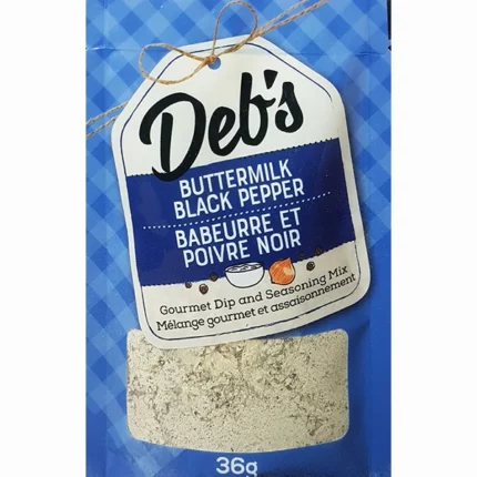 Deb's Buttermilk Black Pepper dip mix delivers a creamy, flavour with bold black pepper. Perfect dip mix for veggies, chips, sandwiches, and snacks.