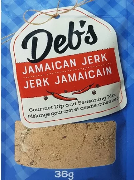 Deb's Jamaican Jerk Dip Mix blends warm Caribbean spices with savoury heat to create a bold, creamy dip perfect for chicken, veggies, and snacks.