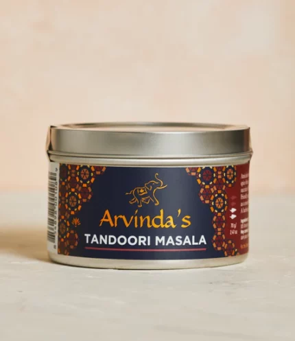 Arvinda's Tandoori Masala is a vibrant 16-spice Indian blend perfect for chicken, grilling, vegetables, chickpeas, and bold North Indian flavour.