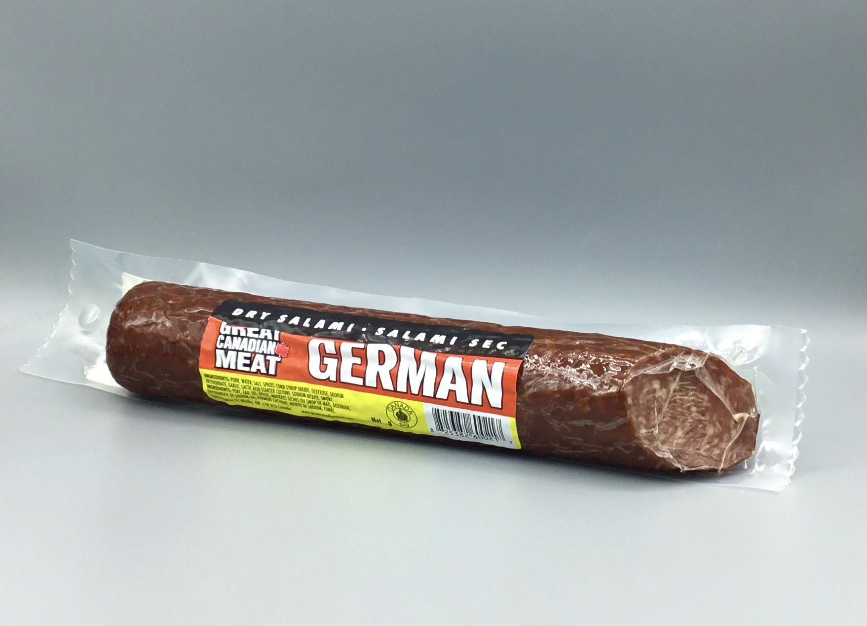 German dry salami German Dry Salami, German Salami, Kurtzie's German Salami, Kurtzie's, Great Canadian Meat Company, dry salami, salami, Canadian salami, Canadian made, charcuterie, charcuterie meat, deli meat, cured meat, meat snacks, sandwich meat, pizza topping, antipasto, appetizer, snack meat, cheese board, party platter, Troyer's Spices