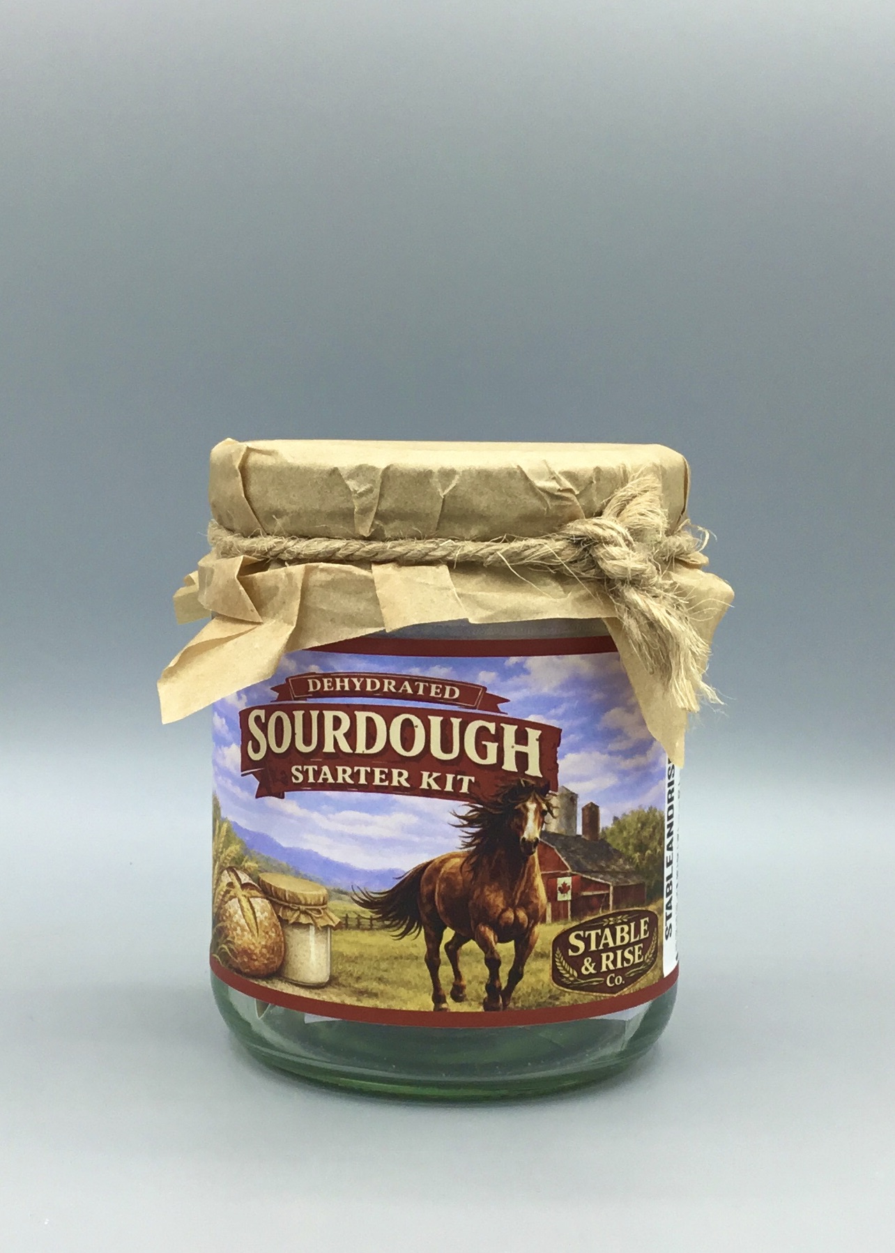 Sourdough starter kit Sourdough Starter Kit includes dehydrated starter, mixing jar, hydration directions and a recipe to begin baking sourdough at home.