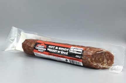 Hot & Spicy Salami delivers bold, spicy flavour for charcuterie boards, sandwiches, pizza, appetizers and everyday snacking.
