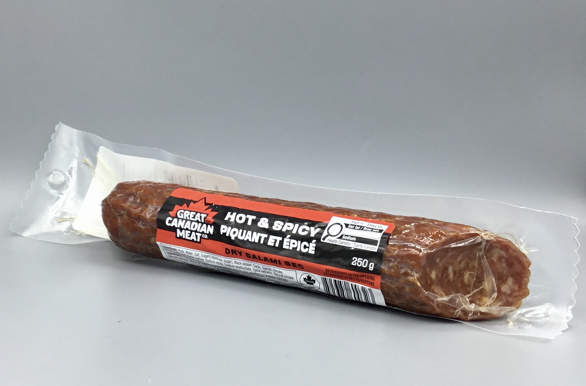Hot and Spicy salami Hot & Spicy Salami delivers bold, spicy flavour for charcuterie boards, sandwiches, pizza, appetizers and everyday snacking.