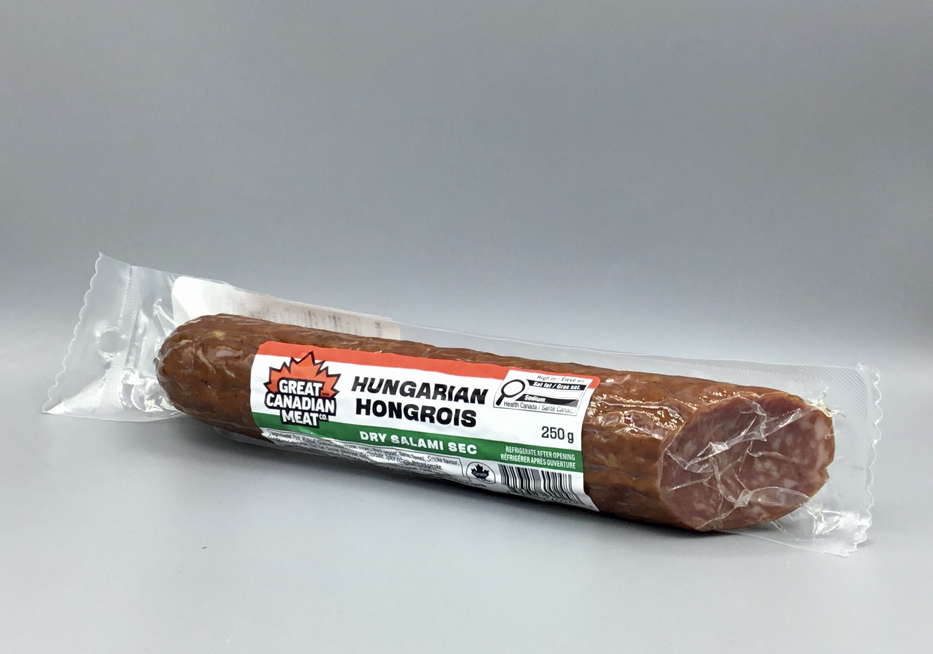 Hungarian salami Hungarian Salami is a savoury Canadian-made dry salami, perfect for charcuterie boards, sandwiches, appetizers and snacking.
