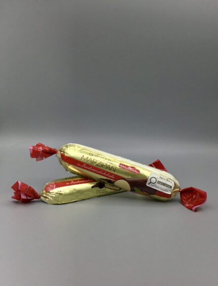 Schluckwerder Marzipan combines sweet almond marzipan with rich dark chocolate for a traditional German treat, perfect for gifting.