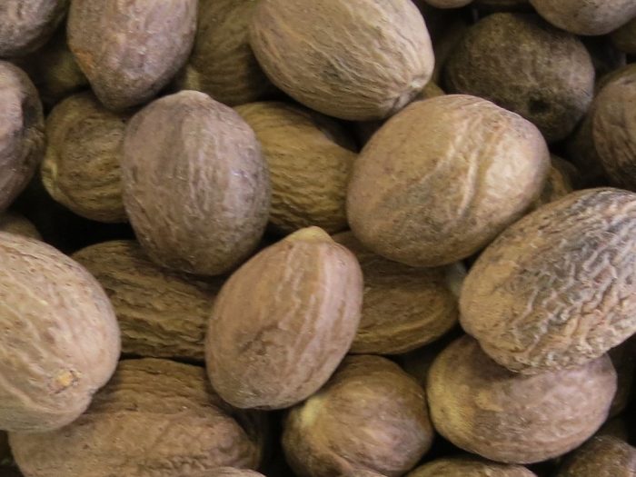 Whole nutmeg is encased in a hard, dark brown shell, whole nutmeg has a rich, warm aroma and a robust flavor that intensifies when freshly grated.
